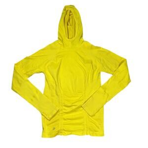 Athleta Tracker Hoodie M Bright Yellow Fitted Running Long Sleeve Performance
